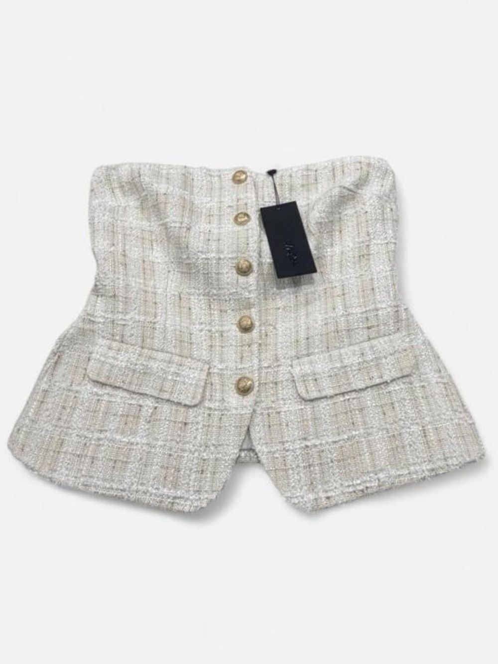 Fashion Nova Cream Tweed Corset